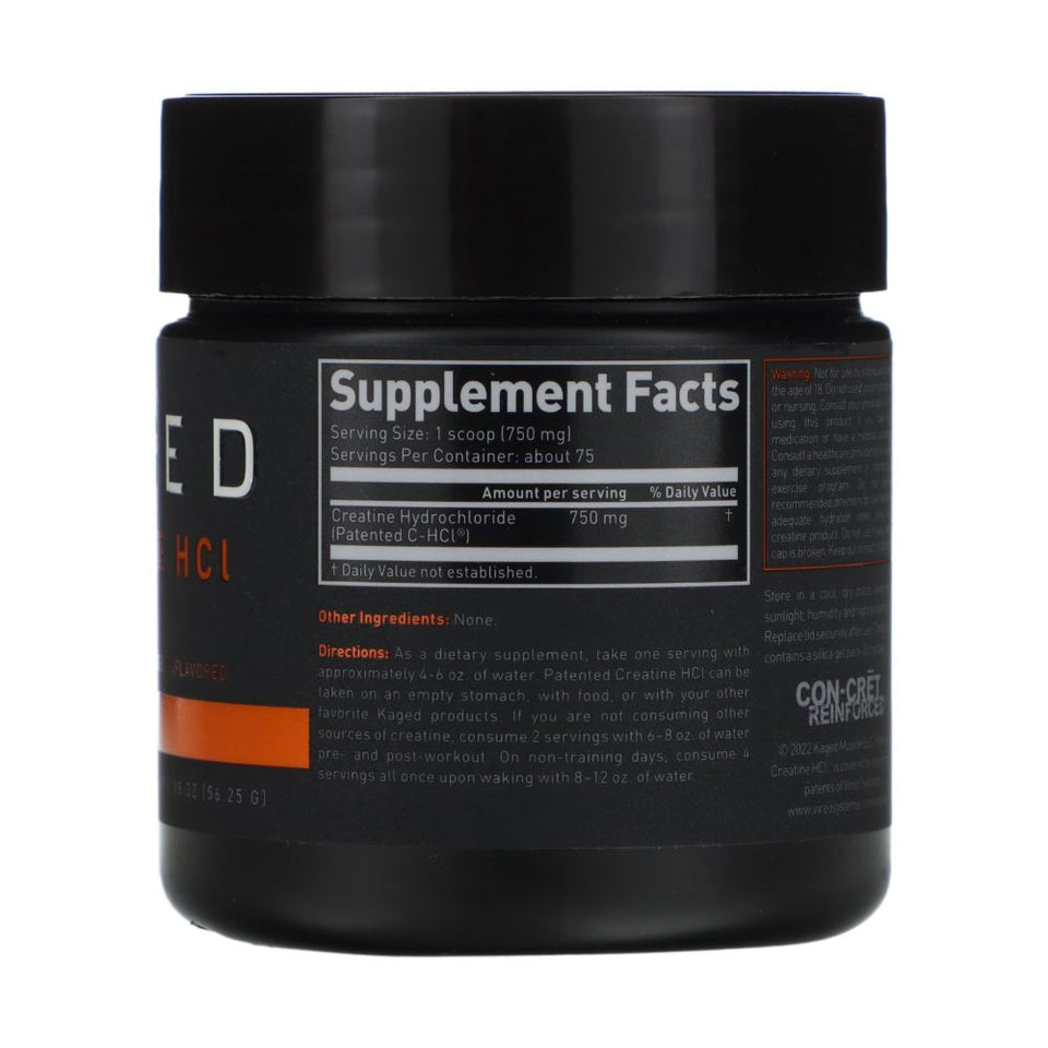 Kaged, Creatine HCl, Unflavored, 1.98 oz (56.25 g)